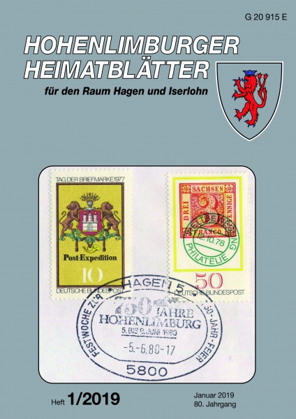 2019 01 Sonderstempel "750 Jahre Hohenlimburg" vom 5. Juni 1980 auf Briefmarken der Deutschen Bundespost. Foto: Widbert Felka