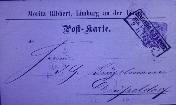 alte Postkarte vom 9.11.1875