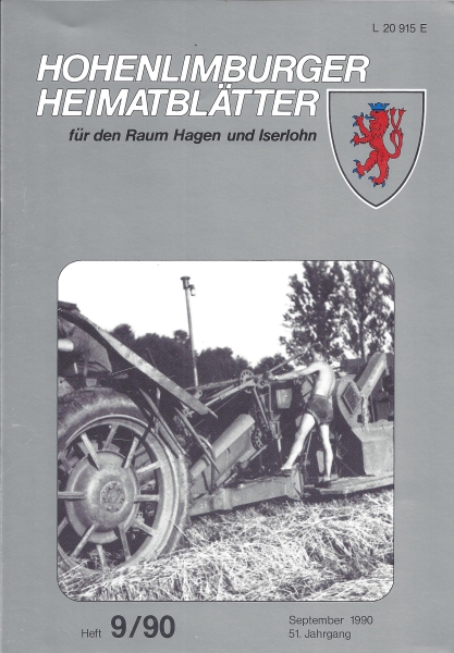 1990 09 Mähdrescher auf dem Felde des Lettenhofes von Bauer Loose, 1957