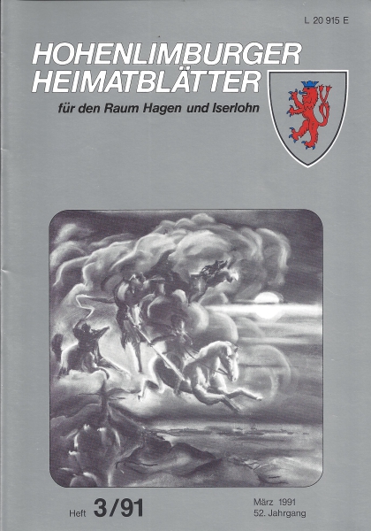 1991 03 Sagenkomplex um die "Wilde Jagd", den "Wilden Jäger" oder Wittekind als Anführer der "Wilden Jagd". Kreidezeichnung Schüler Patrick Reimer, 1990