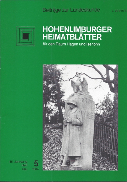 1984 05 Der betende Soldat, Bestandteil des ehemaligen Ehrenmals Iserlohner Straße, Wiederaufstellung kath. Friedhof Georg-Scheer-Straße. Foto: Widbert Felka, 1983