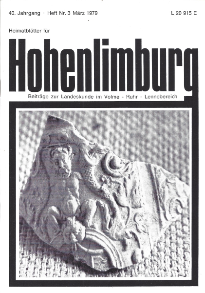 1979 03 Ein bärtiger Satyr bzw, Silen mit Hörnern, Spitzohren und zwei Füllhörnern. Scherbe von der Wasserburg Osthöfen Halingen. Foto: Mendener Zeitung 1978