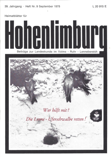 1978 09 Teil der Uferschwalbenkolonie an der Lenne. Foto: A. Schücking 1978