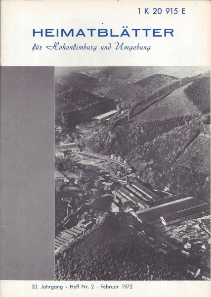 1972 02 Nahmertal. Drei Betriebe der ehemaligen WURAG. Li. vorn Nimmertal mit der Fa. J. P. Hsecken. Mitte Wegabzweigung Haardt der Betrieb Ewald Giebel