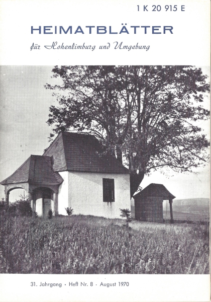 1970 08 Die Hallo(h)-Kapelle zwischen Wennemen, Calle, Wallen und Oberberge 1934. Foto: R. Frese