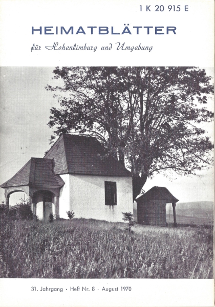 1970 08 Die Hallo(h)-Kapelle zwischen Wennemen, Calle, Wallen und Oberberge 1934. Foto: R. Frese