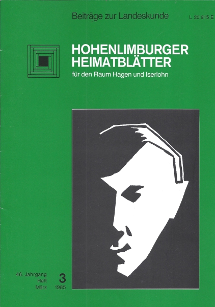 1985 03 Der junge Albert Schäfer am 30. Dezember 1923 - Tuschzeichnung in Scherenschnittmanier ( Selbstbildnis ). Archiv: Museum Hohenlimburg