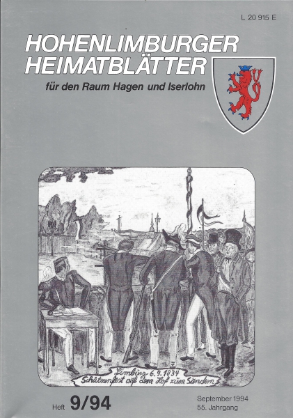 1994 09 Während des Königschießens beim 1. neuzeitlichen Schützenfest in Limburg am Sundernhof zu Elsey im Jahre 1834. Farbige Bleistiftzeichnung Winfried Törnig