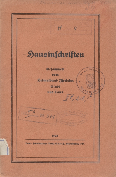 Hausinschriften, 1929