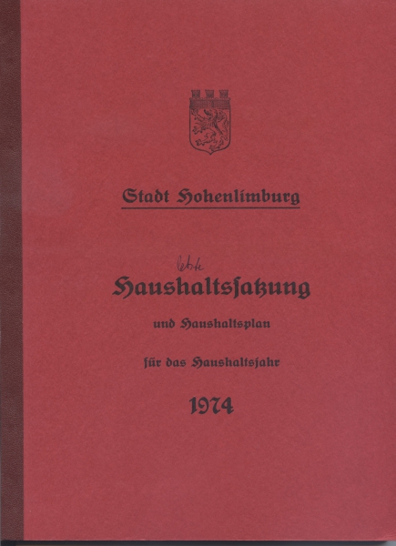 Stadt Hohenlimburg ( letzte ) Haushaltssatzung und Haushaltsplan für das Haushaltsjahr 1974