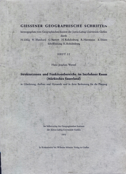 Strukturzonen und Funktionsbereiche im Iserlohner Raum, 1970