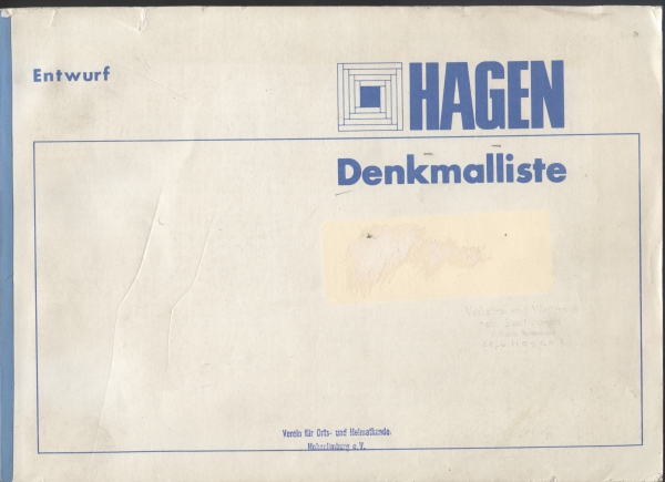 Denkmalliste Hagen Entwurf