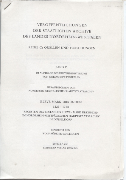 Kleve-Mark Urkunden 1223 - 1368