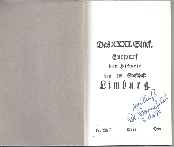 Grafschaft Limburg. Das XXXI. Stück. Entwurf der Historie von der Grafschaft Limburg, 1757