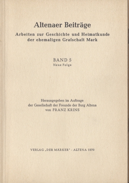 Altenaer Beiträge, Band 5, 1970