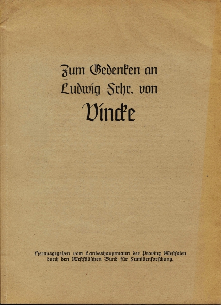 Zum Gedenken an Ludwig Frhr. Von Vincke