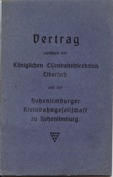 Vertrag zwischen der Königlichen Eisenbahndirektion Elberfeld und der