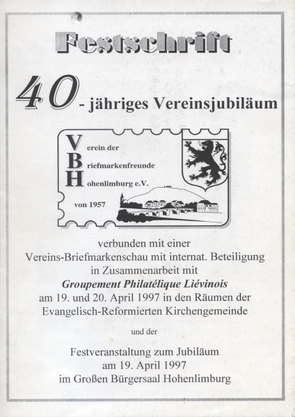 Verein der Briefmarkenfreunde Hohenlimburg e. V. von 1957 40-jähriges Vereinsjubiläum