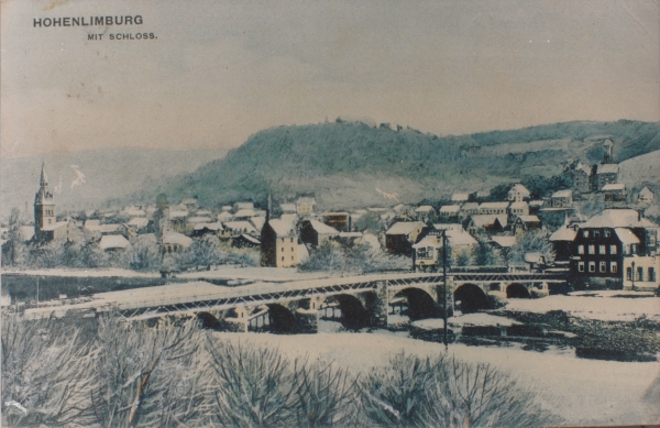 Hohenlimburg mit Schloss - Stennertbrücke im Winter