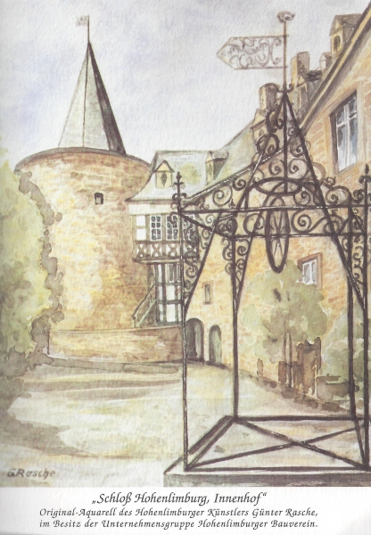Schloss Hohenlimburg Innenhof - Aquarell "Schlossinnenhof"