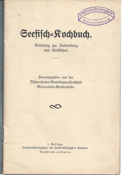 Wesermünder Seefisch Kochbuch 1927