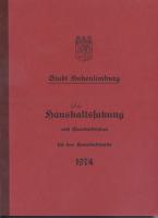 Stadt Hohenlimburg ( letzte ) Haushaltssatzung und Haushaltsplan für das Haushaltsjahr 1974