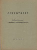 Gütertarif der Hohenlimburger Kleinbahn - Aktiengesellschaft, ab 1. Juni 1950