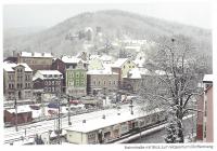 Bahnstraße mit Blick zum Wasserturm Raffenberg Winter