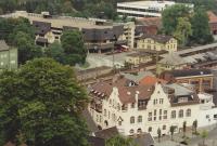 Blick auf ehemalige Schlossbrauerei und Bahnhof