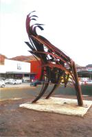 Aufbau der Stahlskulptur von Peter Müller aus Neuss