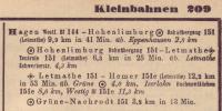 Details für die Strecke nach Hohenlimburg aus dem Postleitheft von 1911